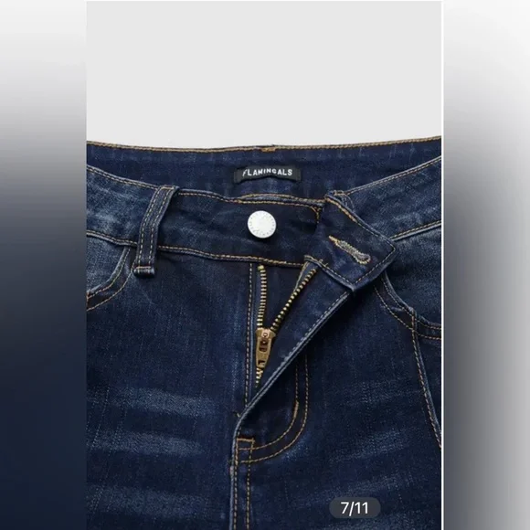 Flamingals Wash Seam Front Mid Rise Straight Leg Jeans Size Large NWT - Picture 7 of 13